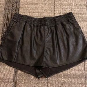 H&M black leather shorts